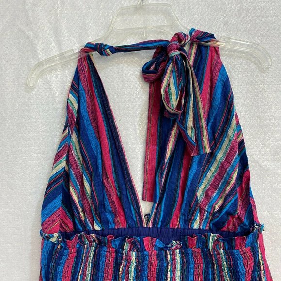 J. Brooks Boutique Woman's XXL Maxi Halter Dress Stripe Ruffles Tie Back New - Picture 9 of 11